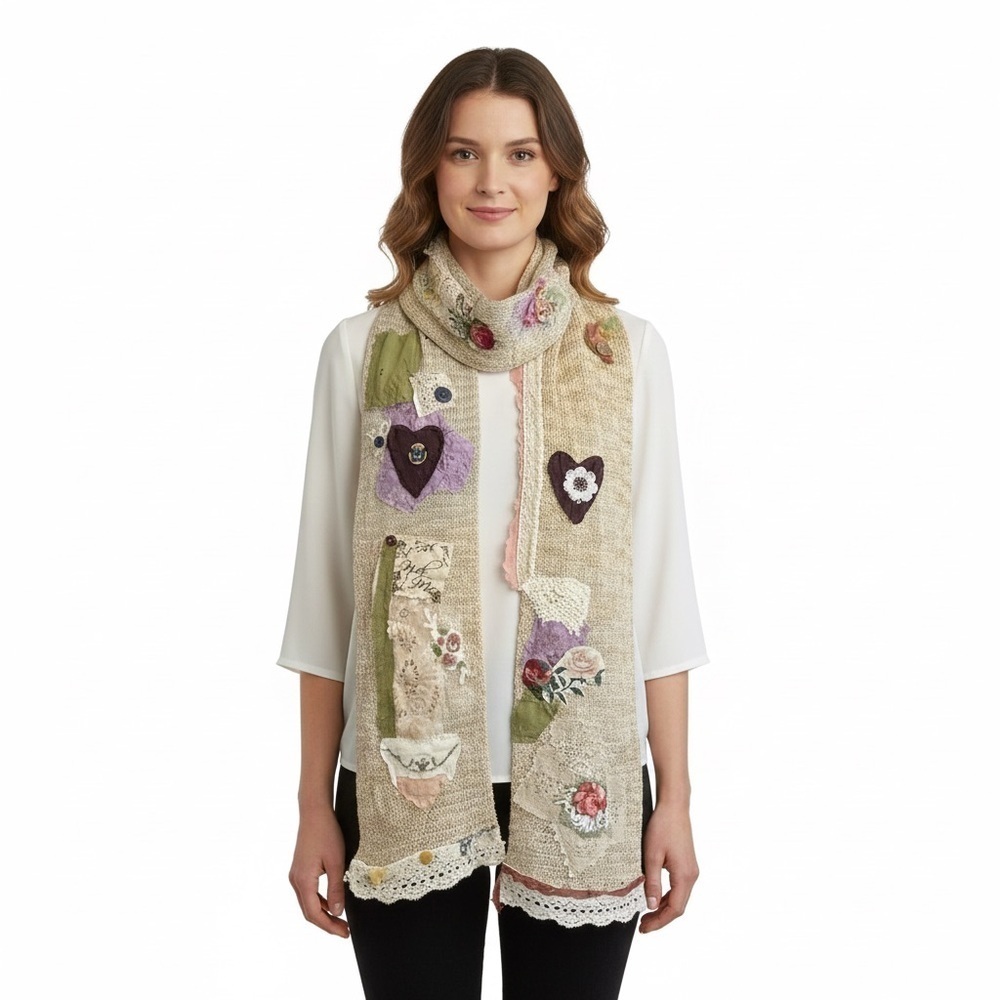 Artisan Patchwork Textile Art Scarf
